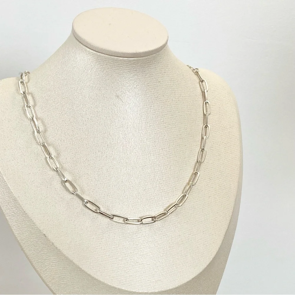 3/$20 Dainty Silver Paperclip Chain Choker Necklace - Picture 5 of 8